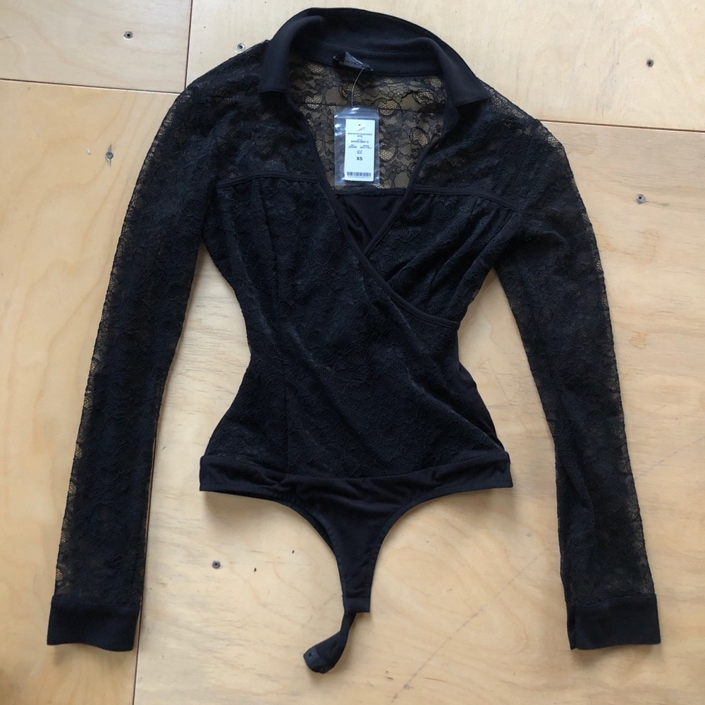 Bebe black bodysuit with lace size XS